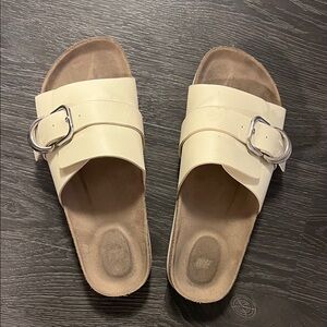 H&M Cream Buckle Slide Sandals